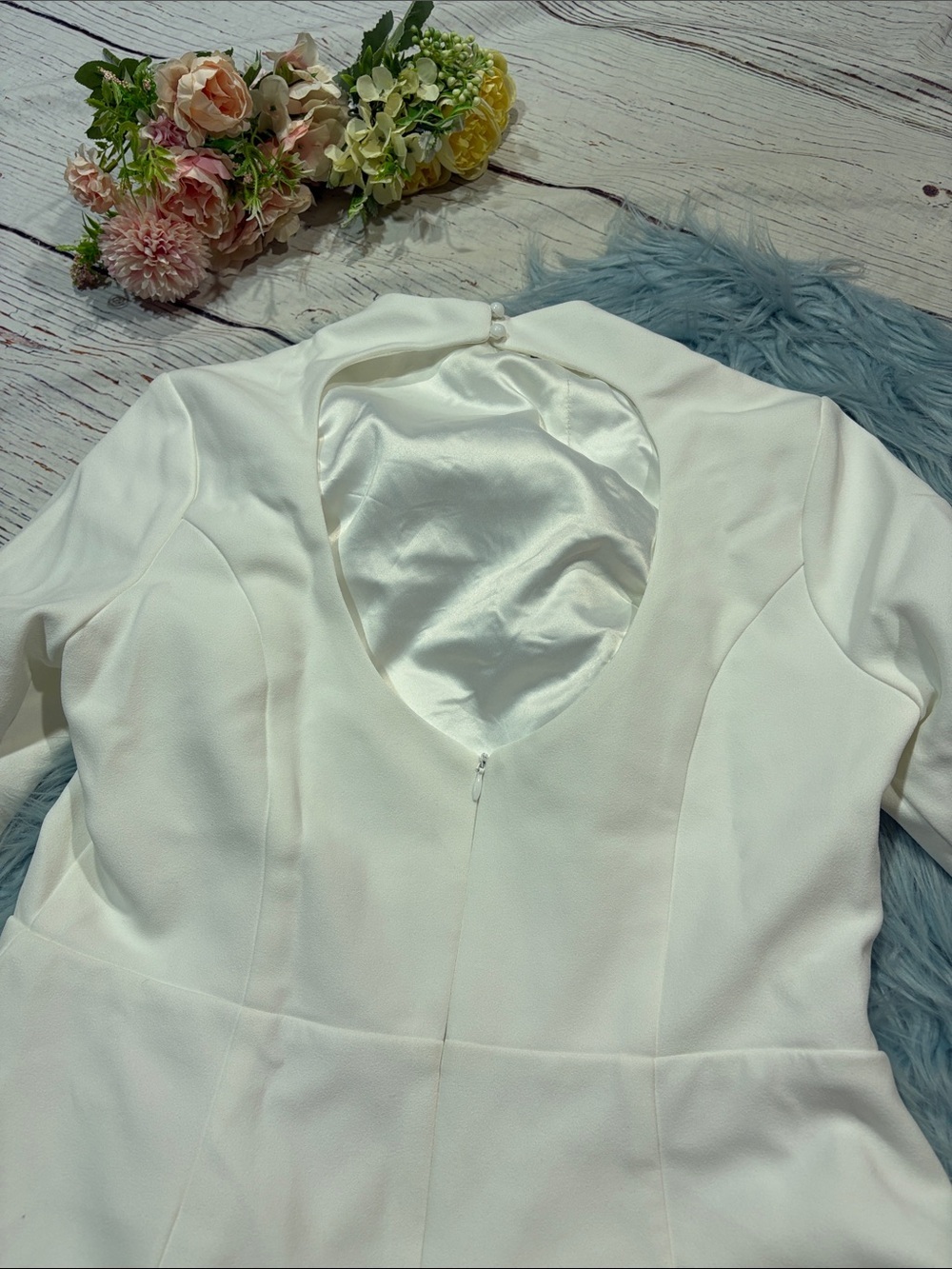 NWT Showpo. CARLSON MINI High Neck Sleeve Cocoon Skirt Dress In White - Picture 10 of 10